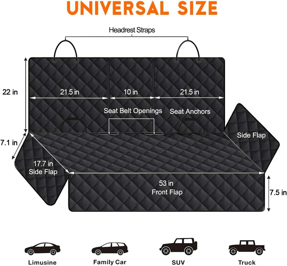 Yuntec Dog Car Seat Cover — Waterproof Back Seat Protector